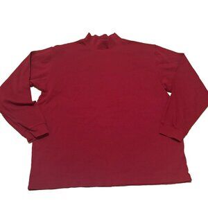 L.L. Bean Mens Turtleneck Long Sleeve Red/Burgandy Cotton Top/Shirt Size L